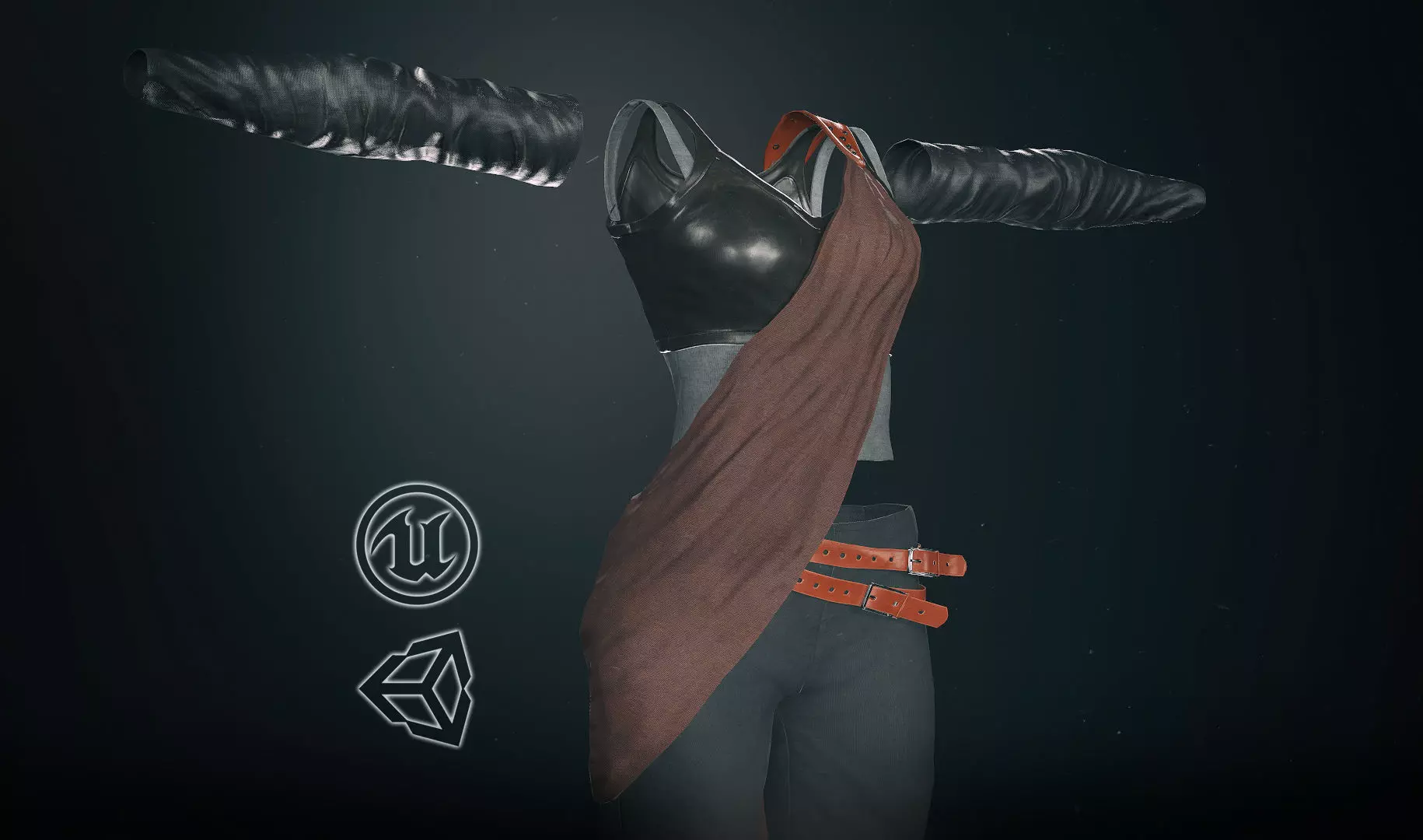 Female Ninja Outfit 3 Low-poly 3D model_0