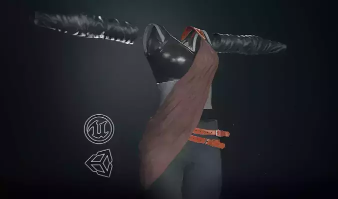 Female Ninja Outfit 3 Low-poly 3D model