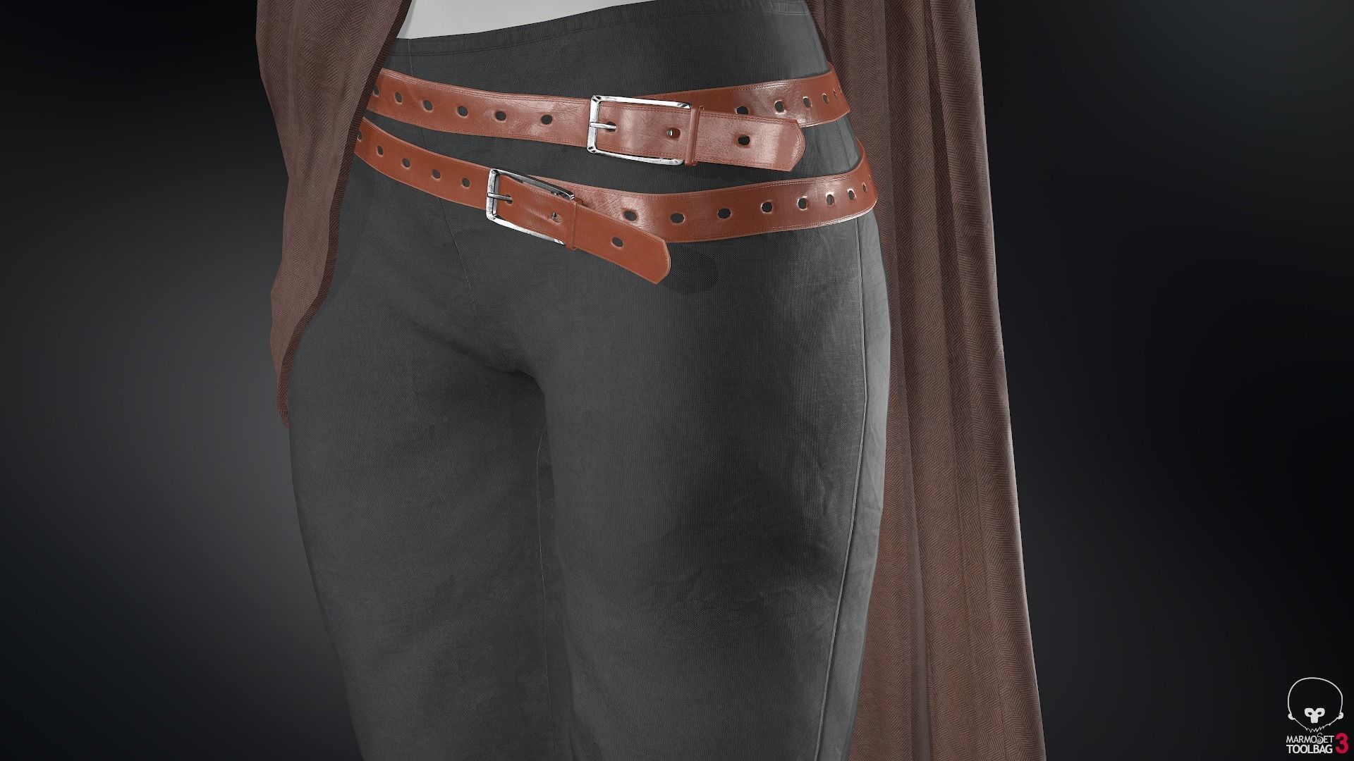 Female Ninja Outfit 3 Low-poly 3D model_35