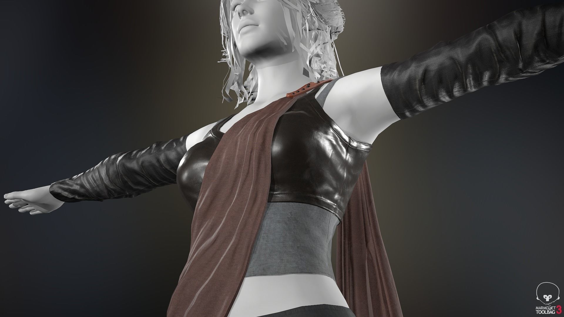 Female Ninja Outfit 3 Low-poly 3D model_21