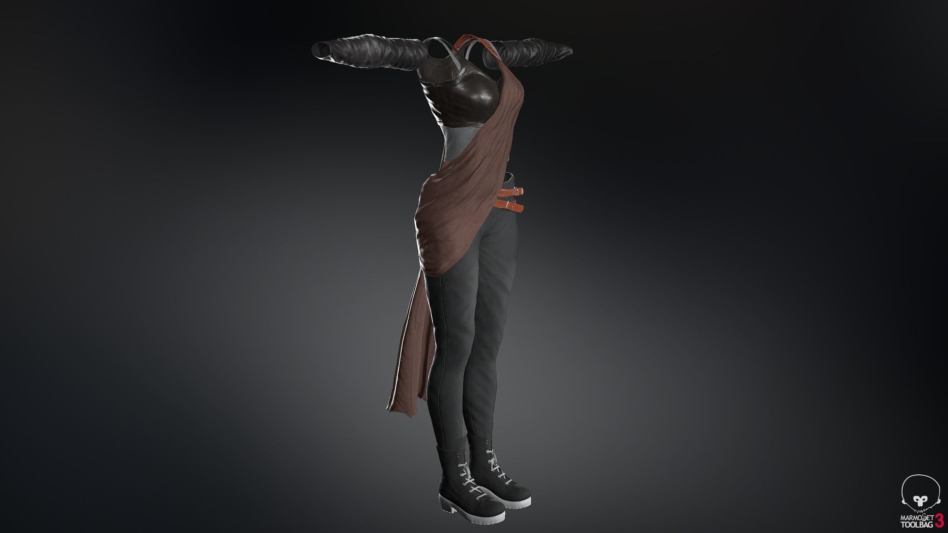 Female Ninja Outfit 3 Low-poly 3D model_55