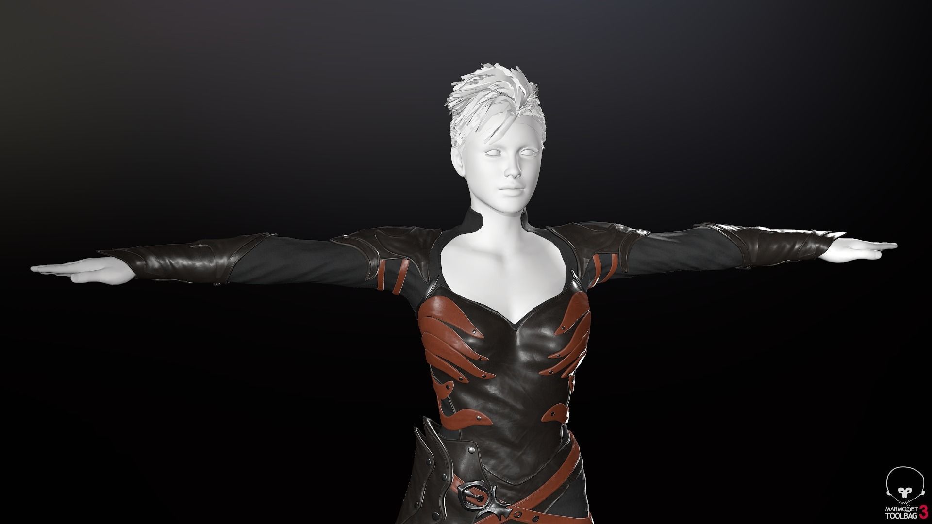 Female Medieval Outfit 1 Low-poly 3D model_5