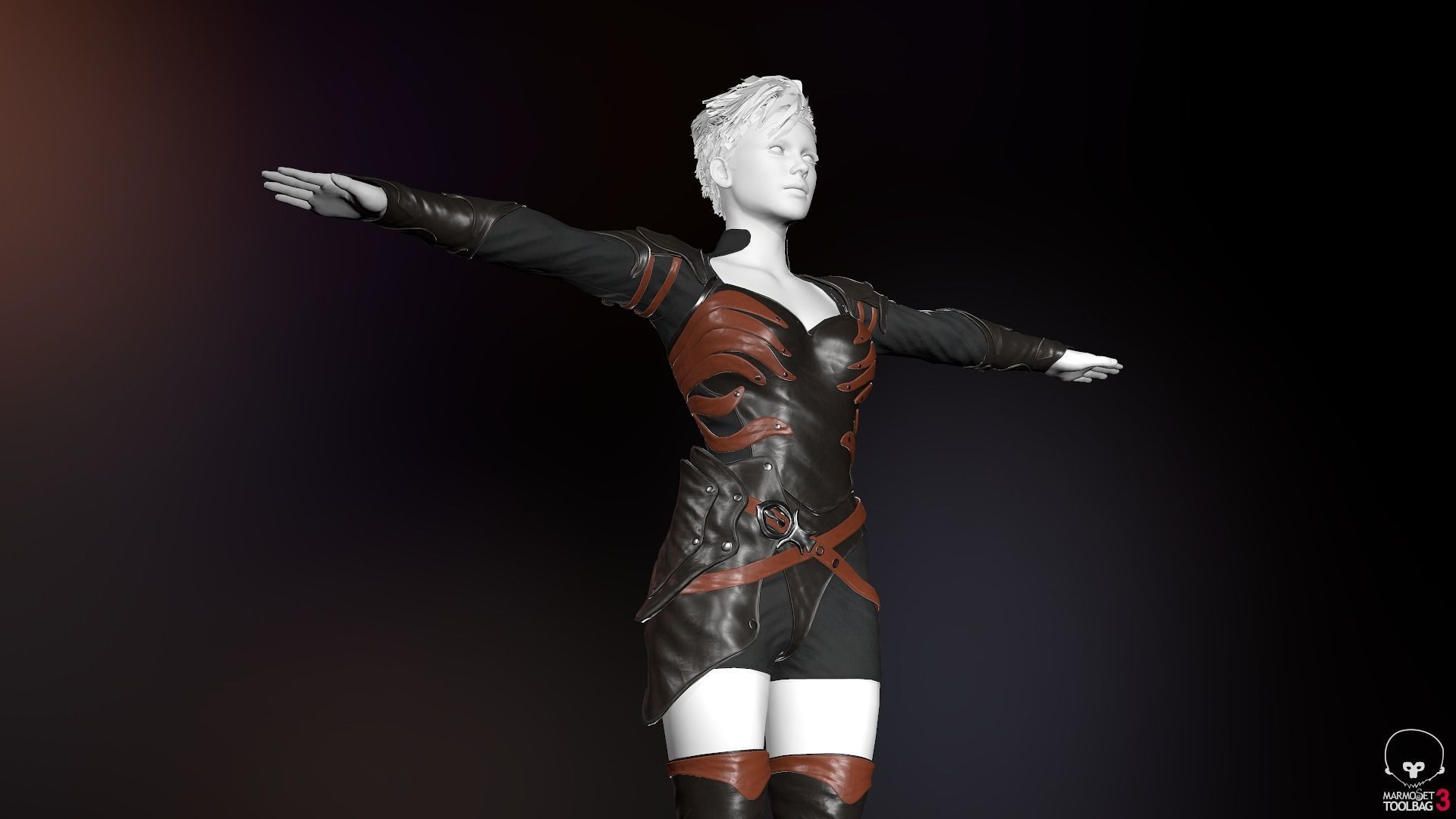 Female Medieval Outfit 1 Low-poly 3D model_4