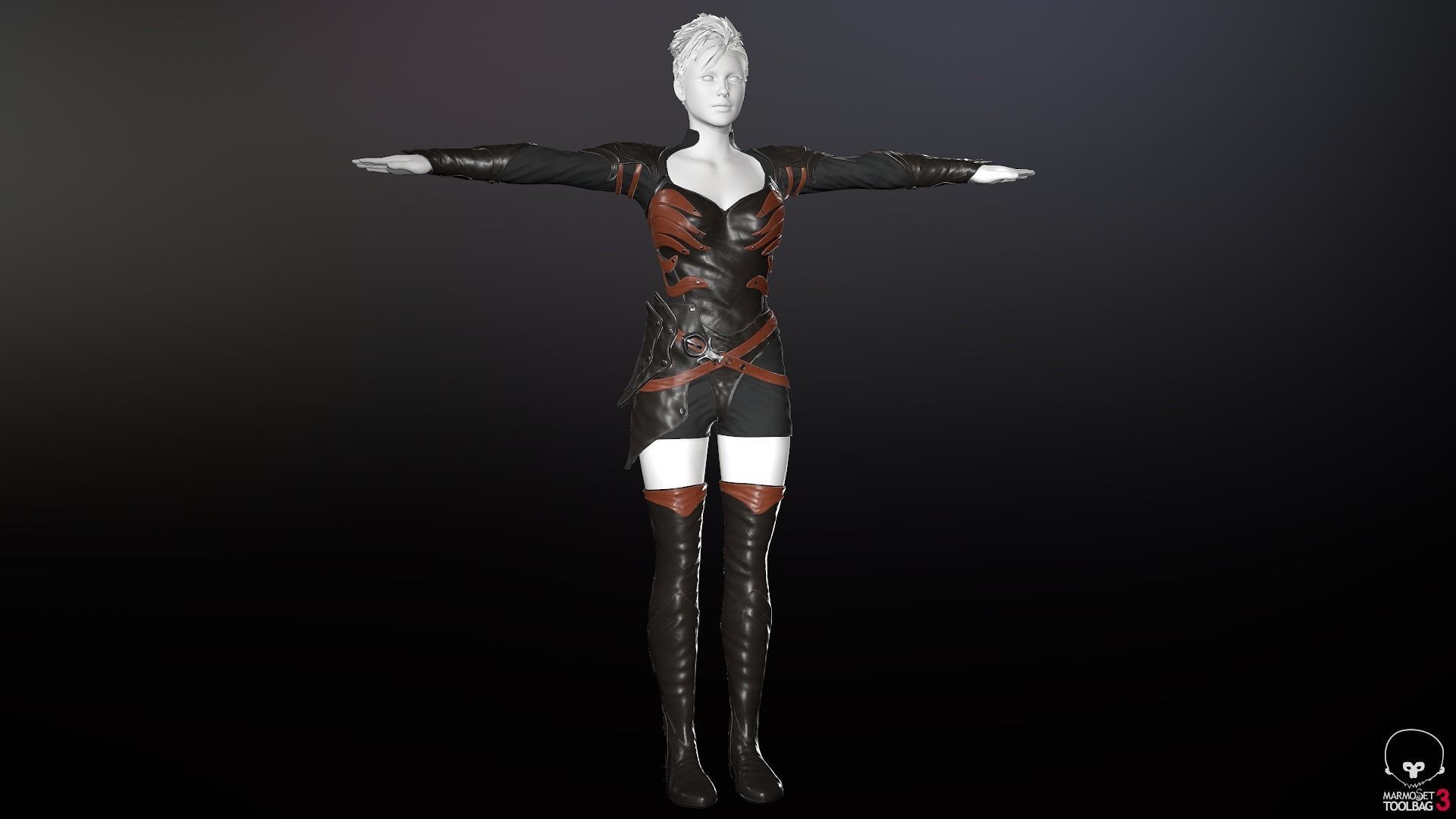 Female Medieval Outfit 1 Low-poly 3D model_3