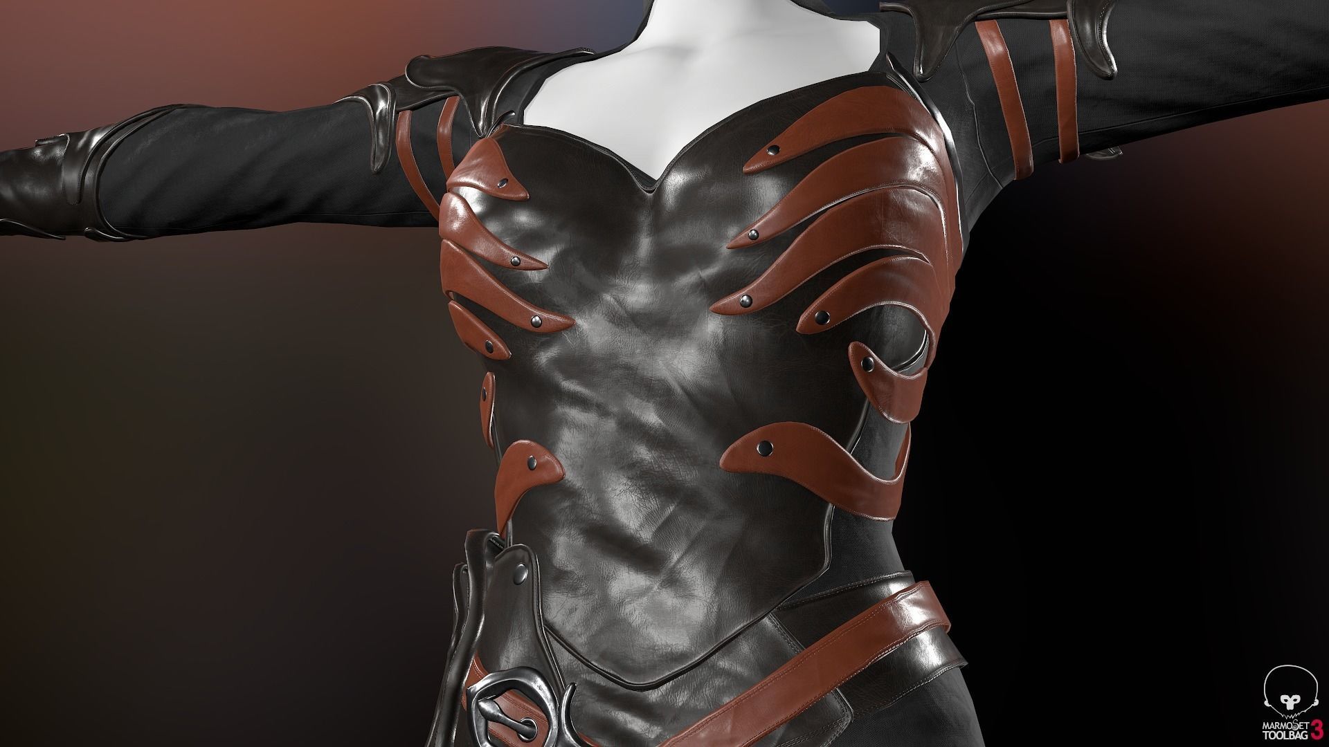 Female Medieval Outfit 1 Low-poly 3D model_10