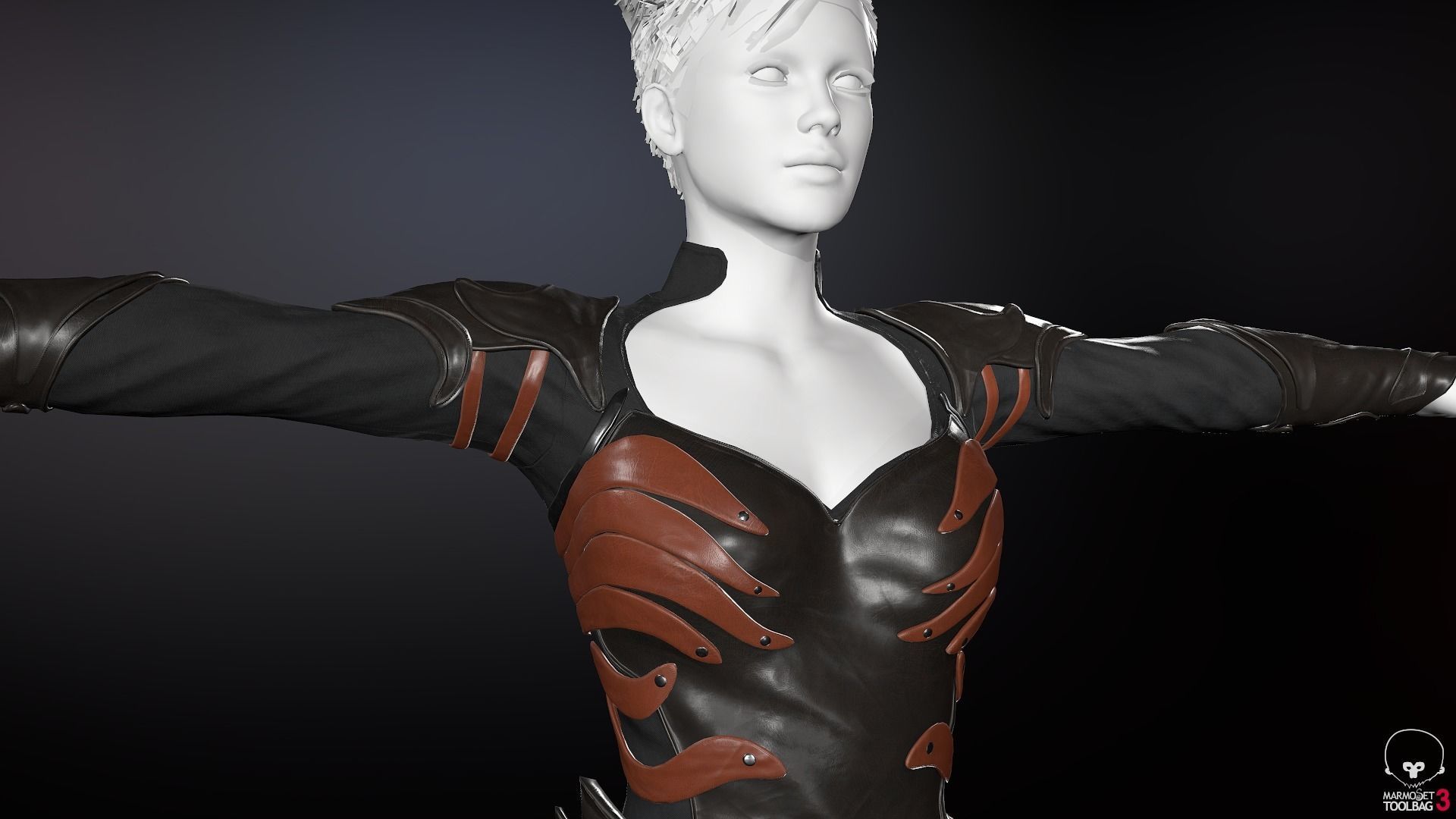 Female Medieval Outfit 1 Low-poly 3D model_6