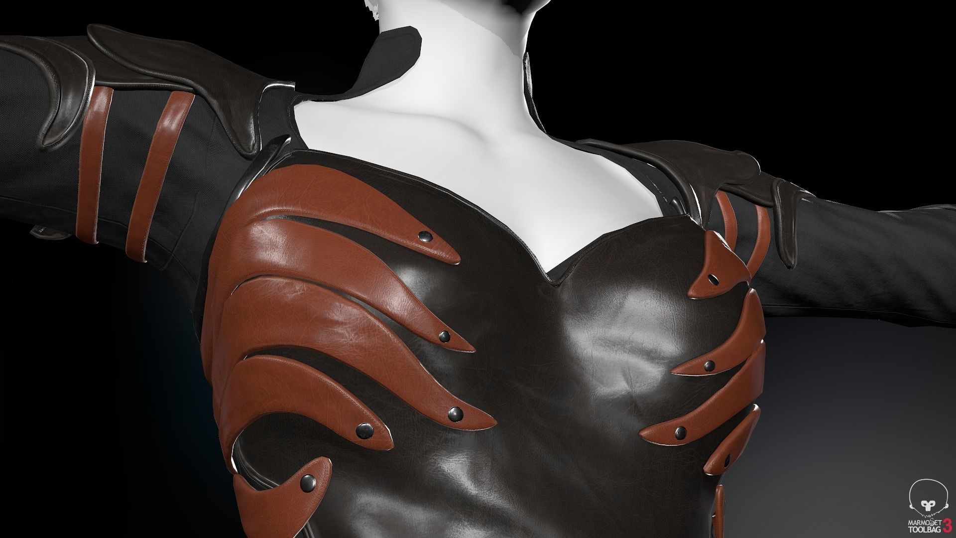 Female Medieval Outfit 1 Low-poly 3D model_7