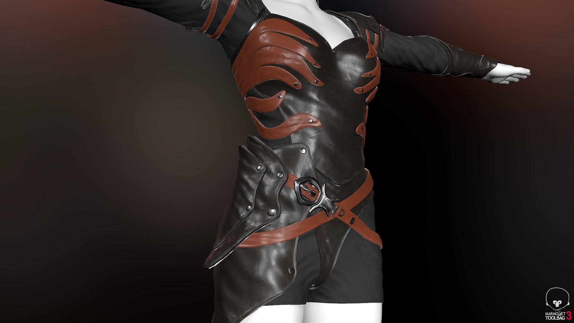 Female Medieval Outfit 1 Low-poly 3D model_17