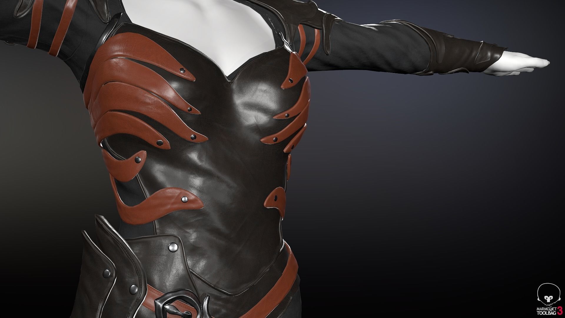 Female Medieval Outfit 1 Low-poly 3D model_8