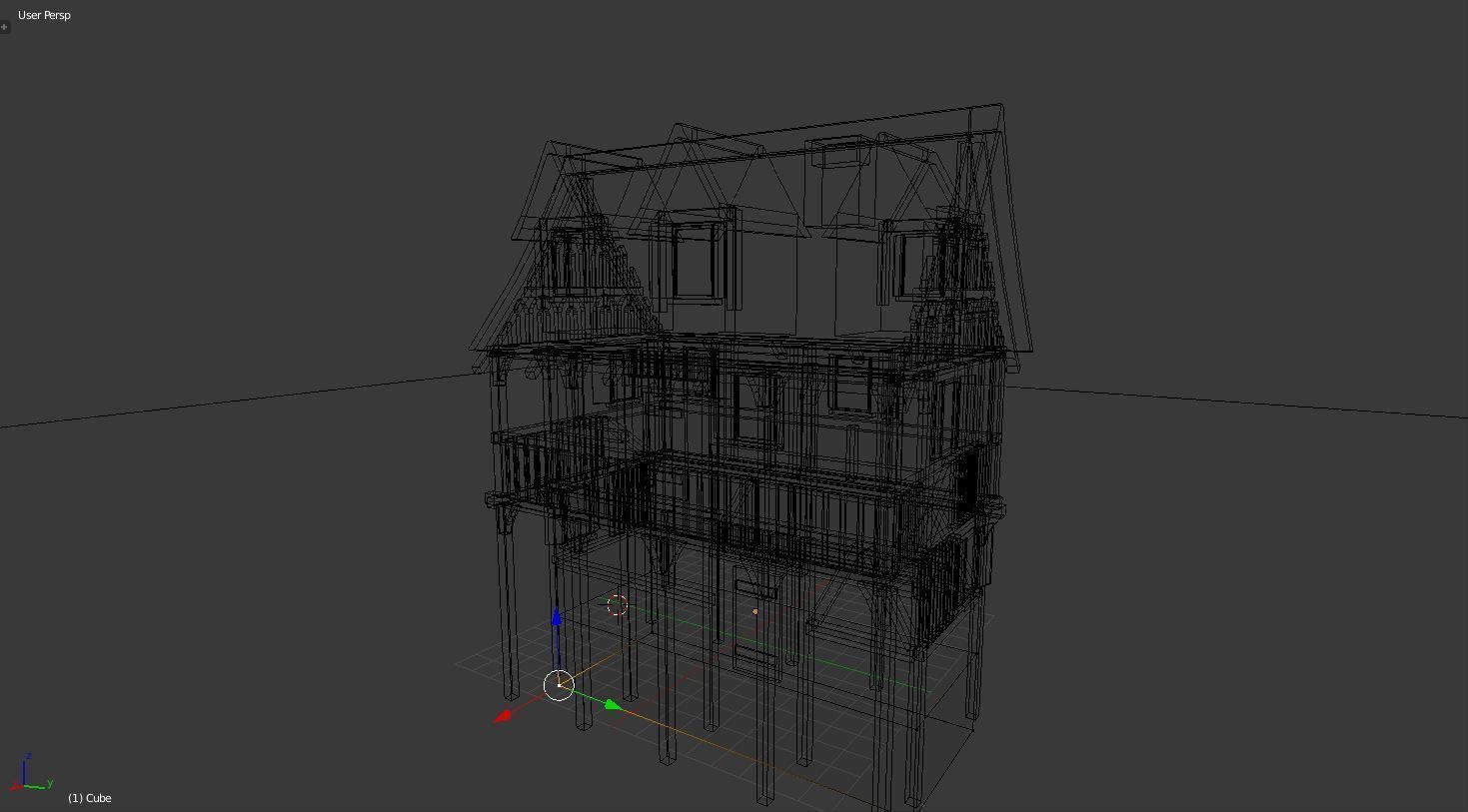 Medieval city house Low-poly 3D model_8