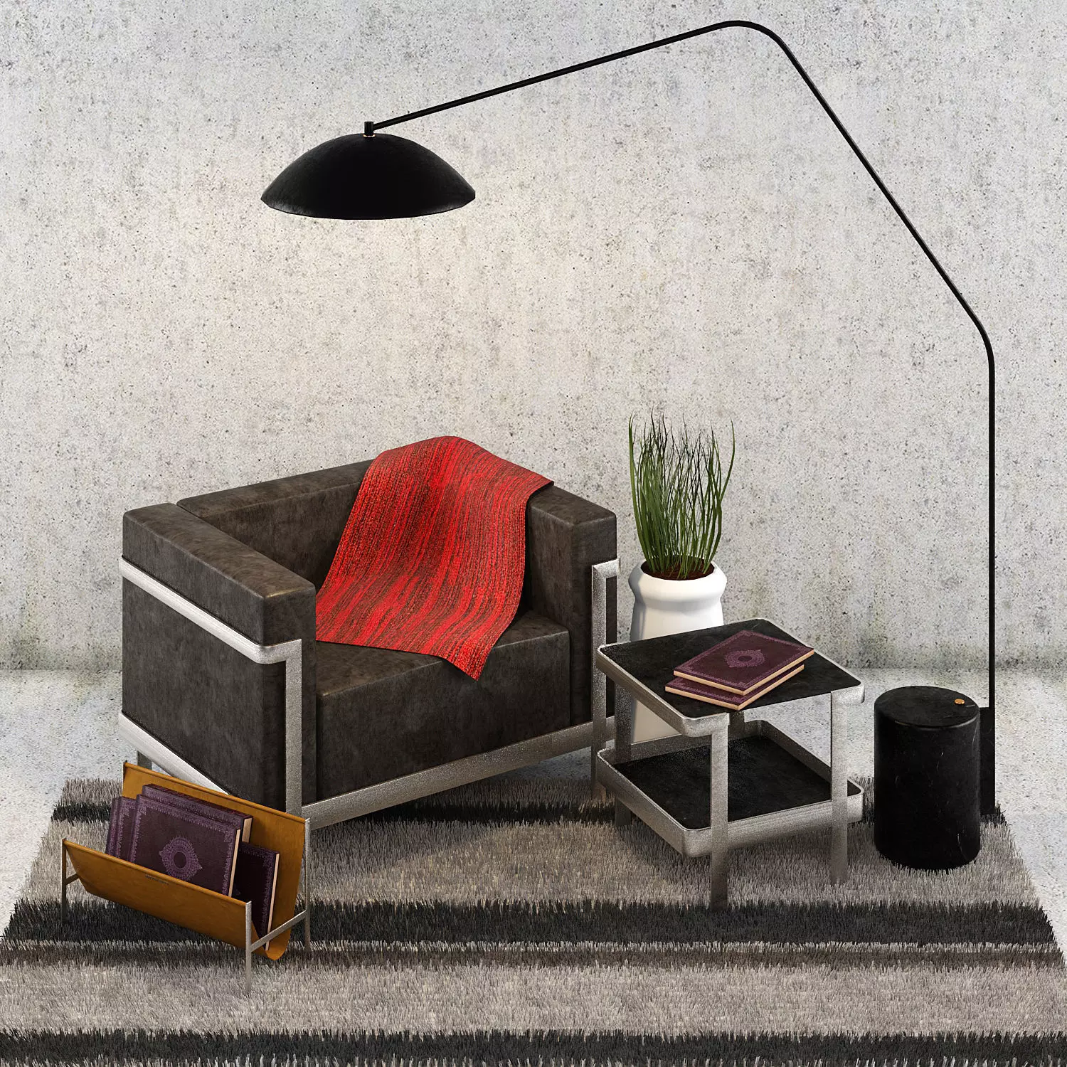 Sofa M3 3 Seater with Lamp Industry West Opinion Ciatti Low-poly 3D model