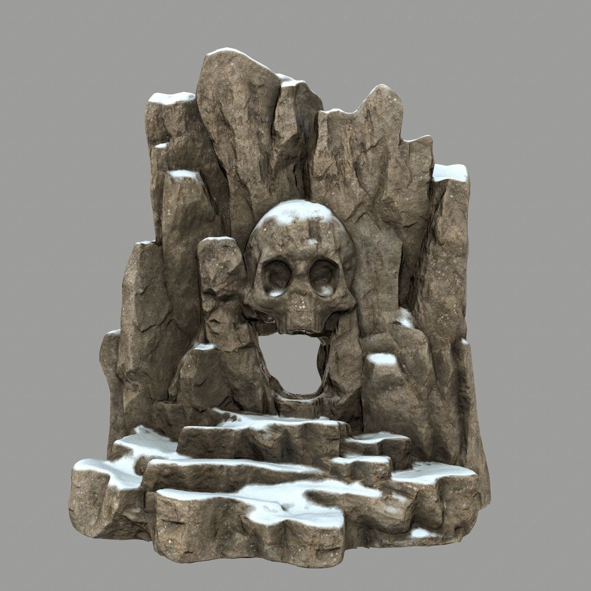skull cave Low-poly 3D model_9