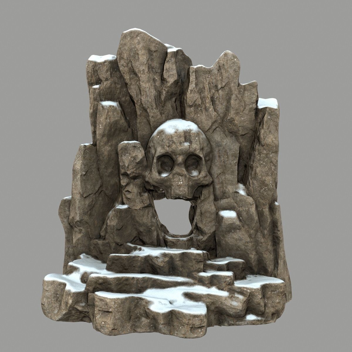 skull cave Low-poly 3D model_1