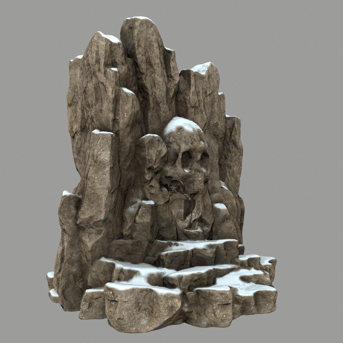 skull cave Low-poly 3D model_2