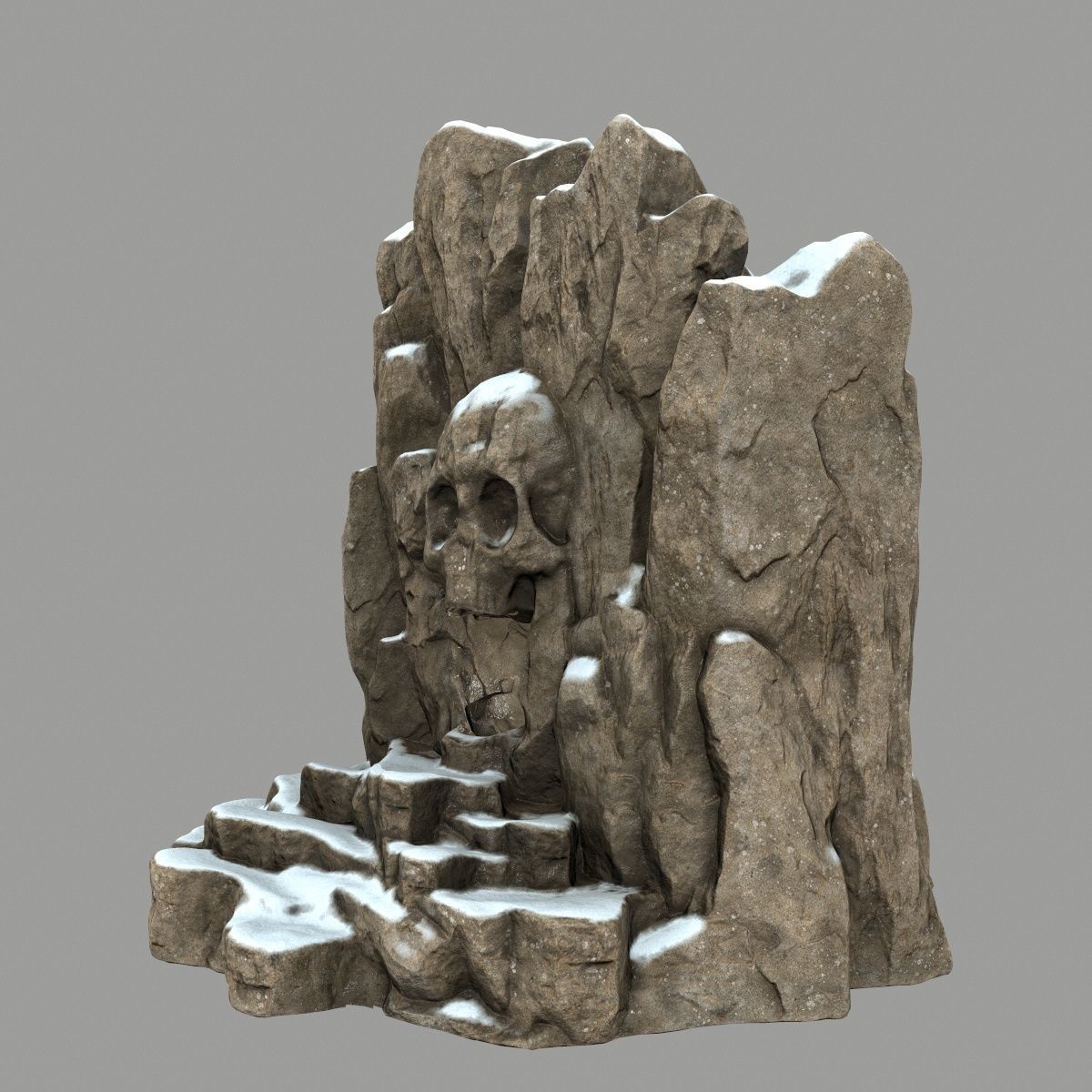 skull cave Low-poly 3D model_8