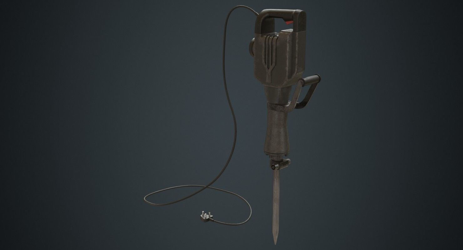Jackhammer 1B Low-poly 3D model_1