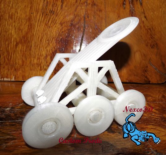 Catapult wooden cannon with wheels 3D print model