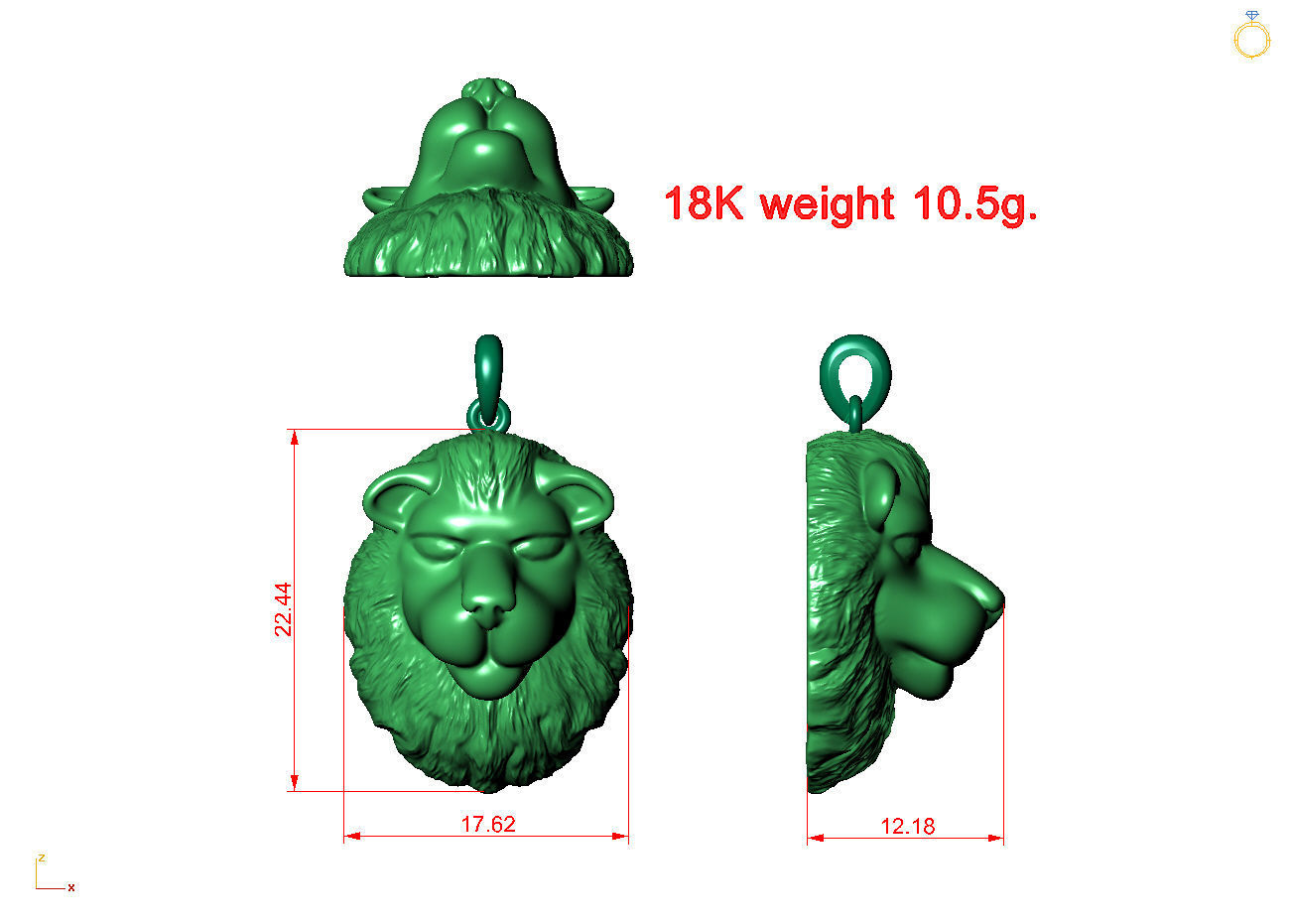 lion pendant 3D print model_4