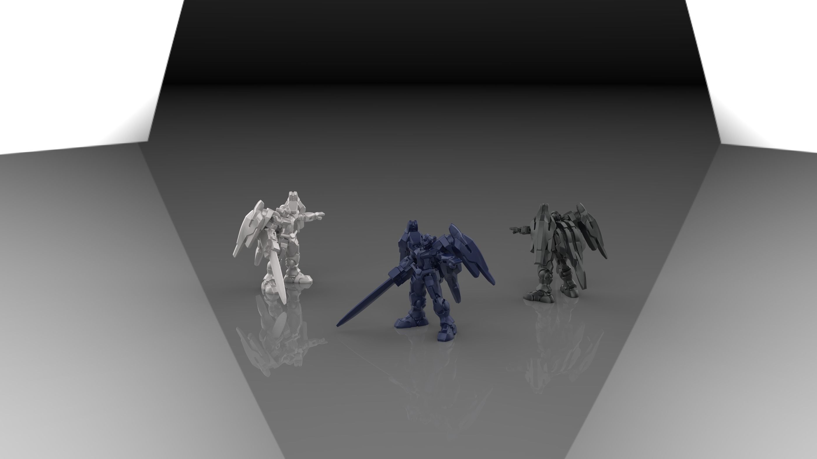 00 GUNDAM Three positions Mini model 3D print model_1