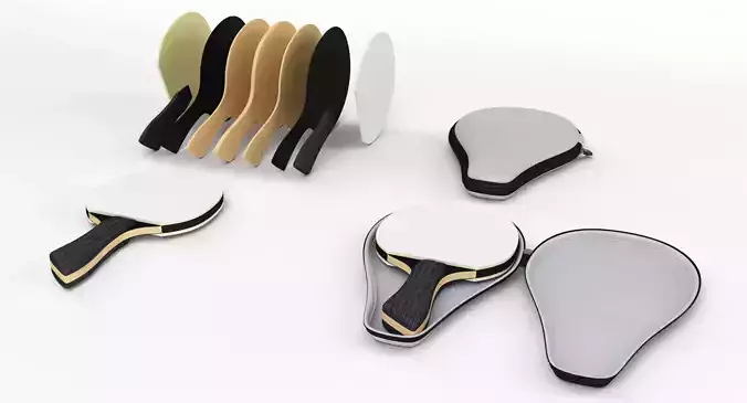 Racket for ping pong with case and exploded view