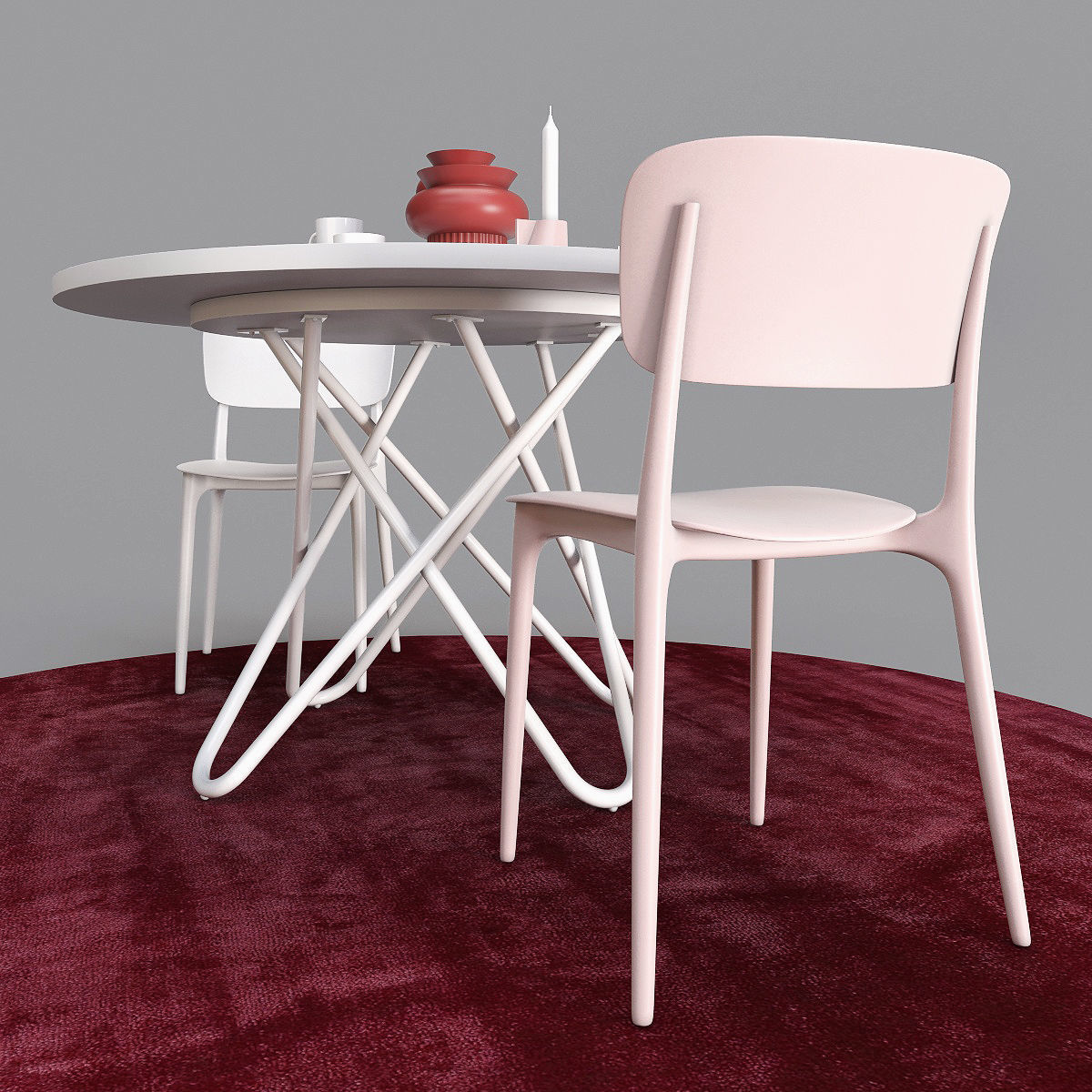Calligaris Liberty chair and Stellar table set 3D model_6