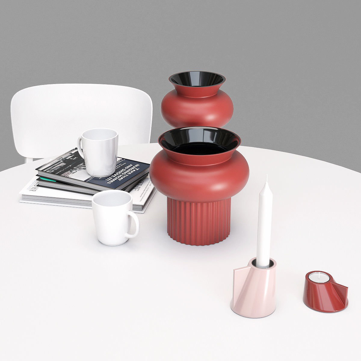 Calligaris Liberty chair and Stellar table set 3D model_4