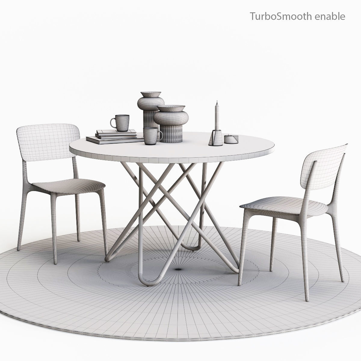 Calligaris Liberty chair and Stellar table set 3D model_8
