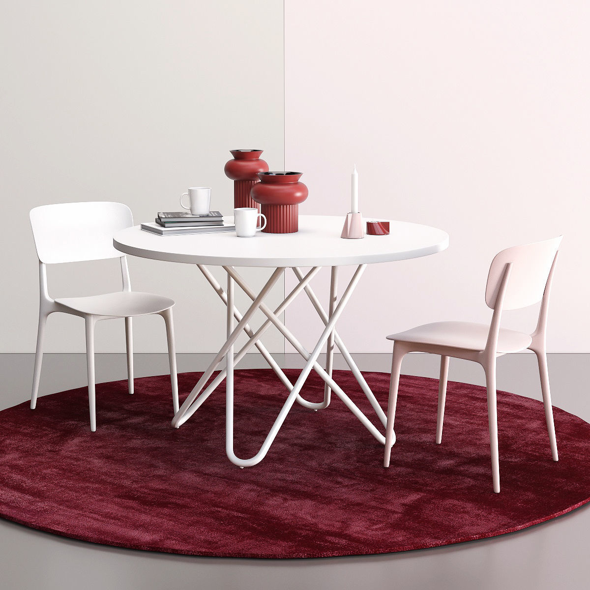 Calligaris Liberty chair and Stellar table set 3D model_0