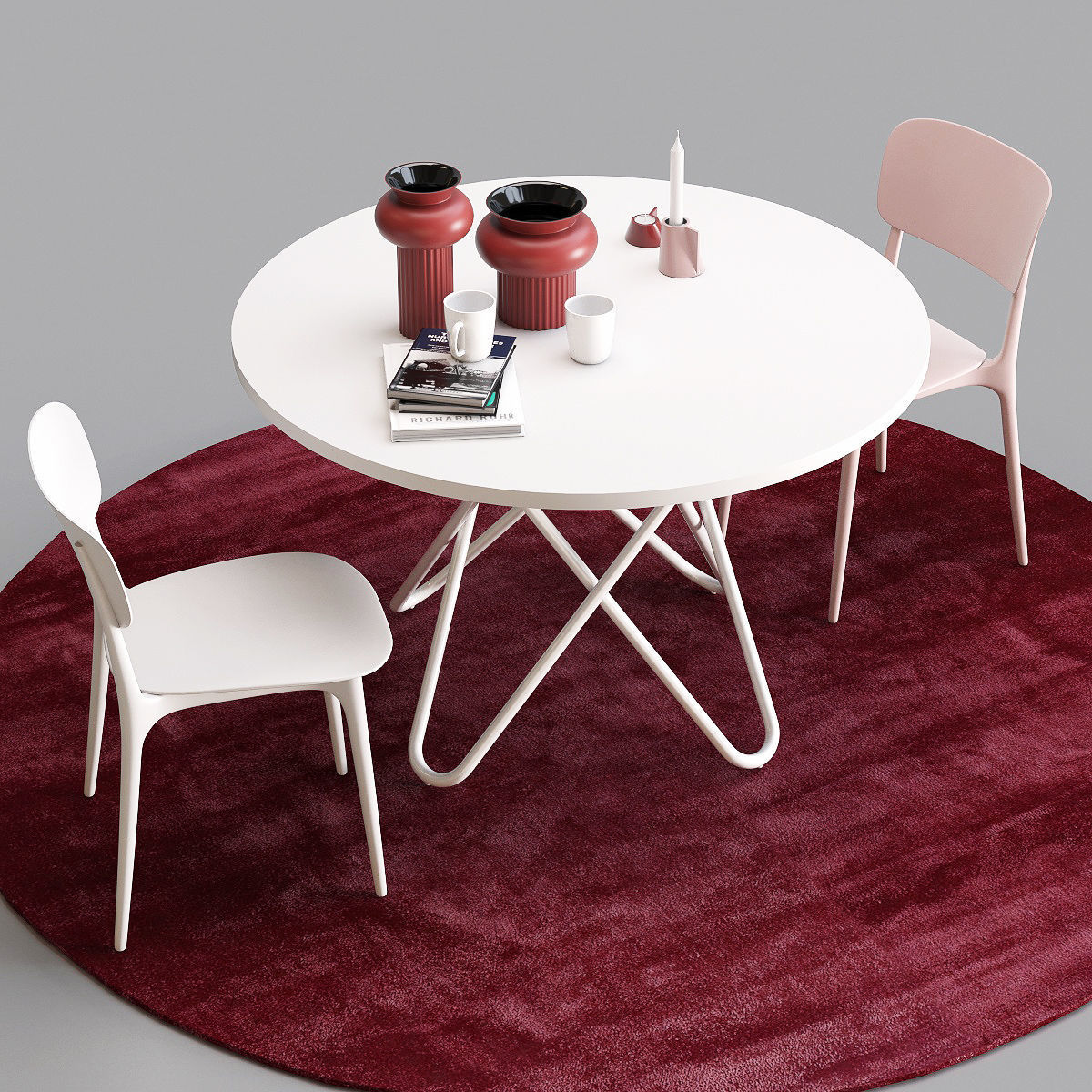 Calligaris Liberty chair and Stellar table set 3D model_3