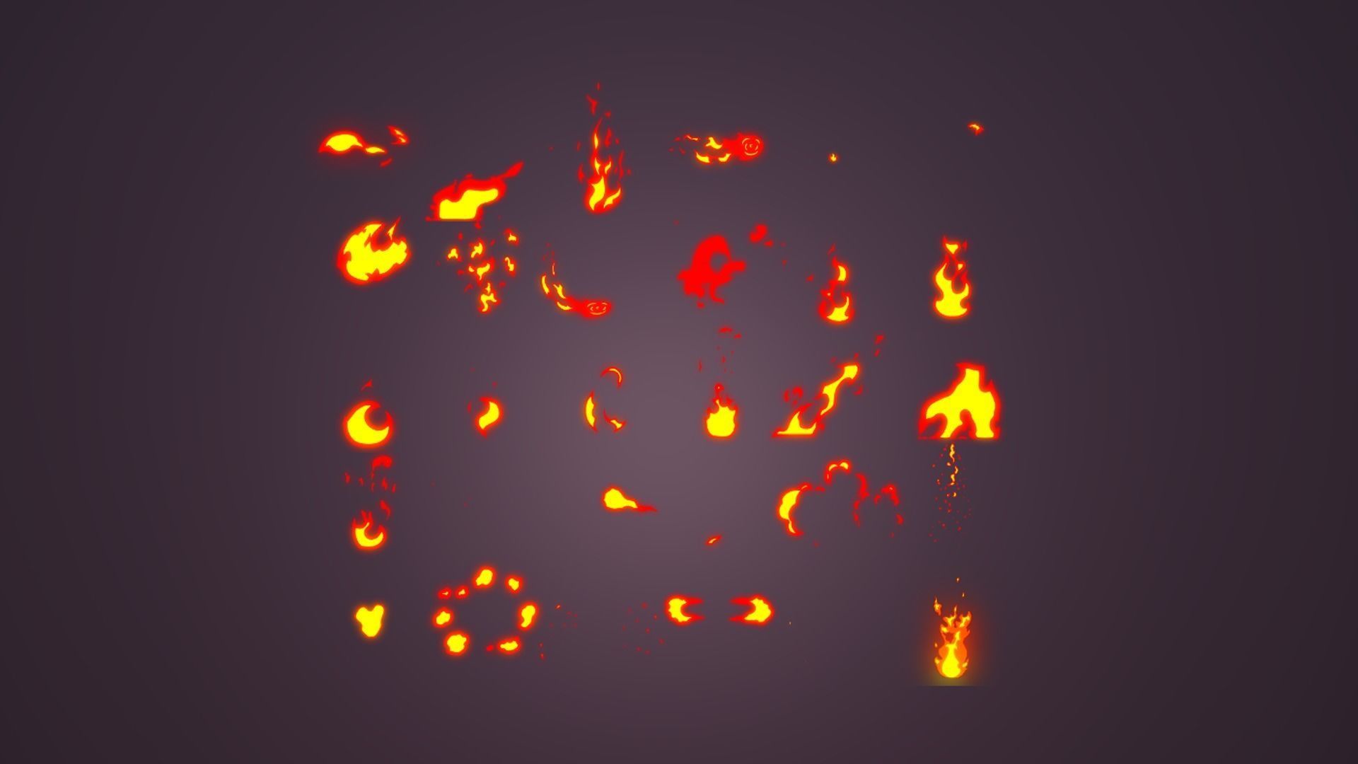 Cartoon Fire Effects Sprite Sheet Texture_4