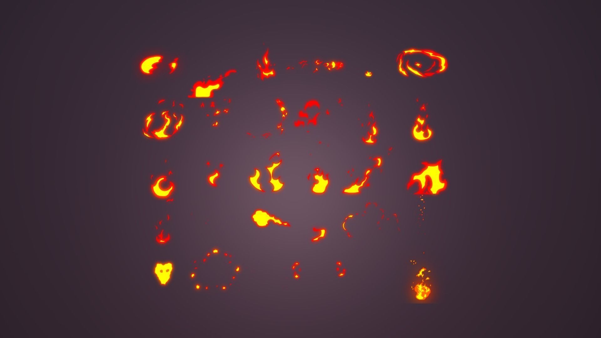 Cartoon Fire Effects Sprite Sheet Texture_3