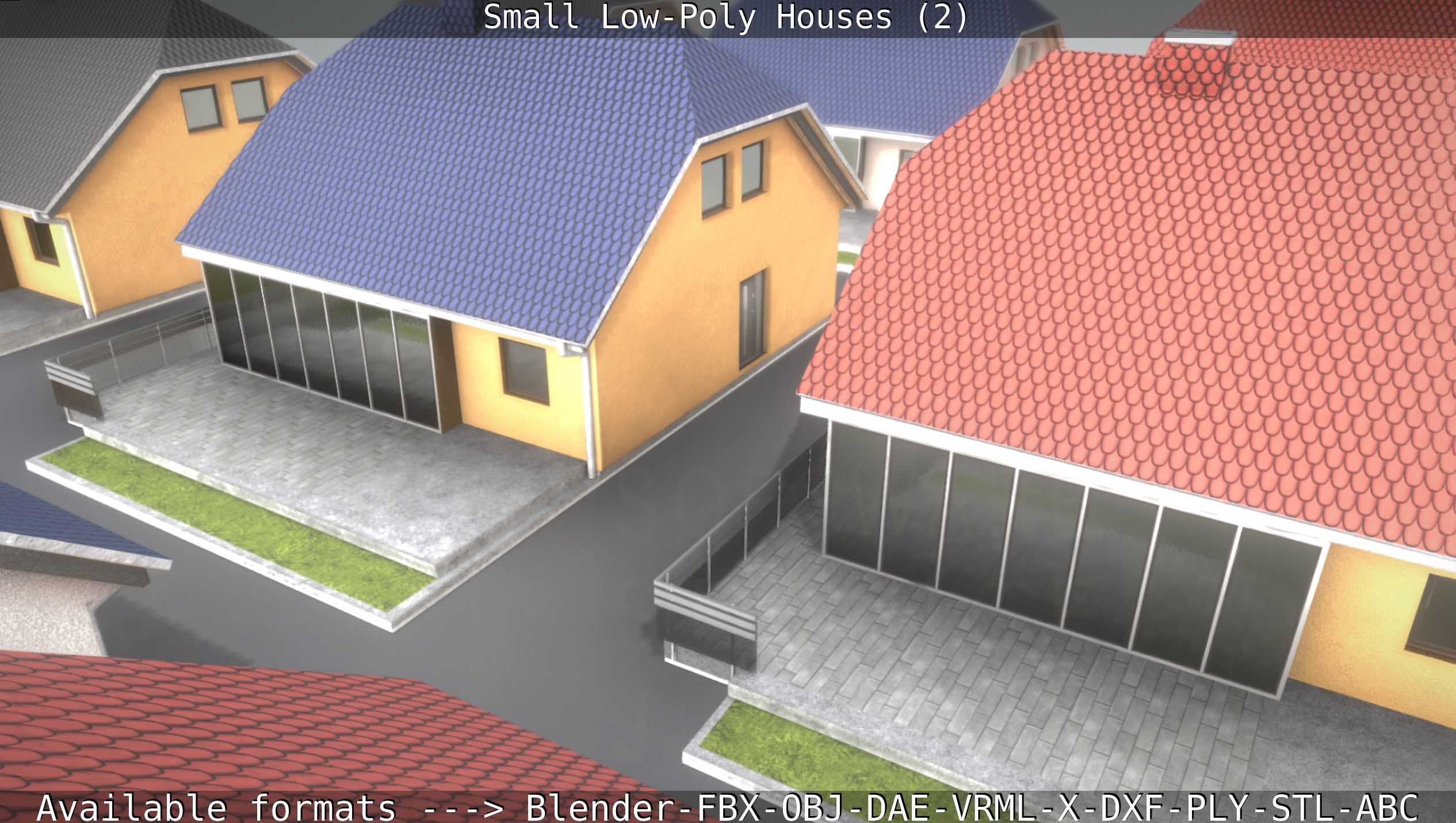 Small Low-Poly Houses Version 2 Low-poly 3D model_12