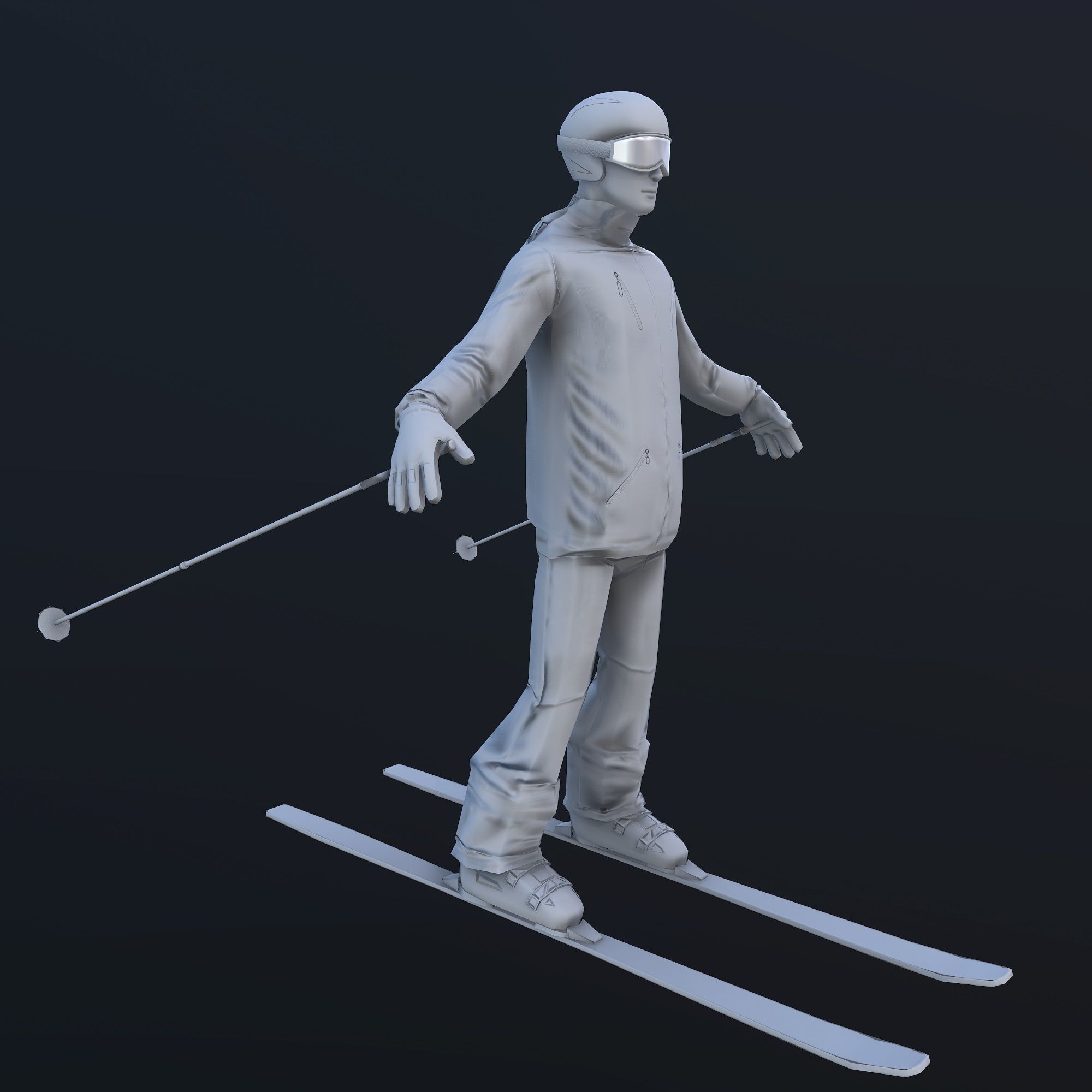 Skiers Low-poly 3D model_7