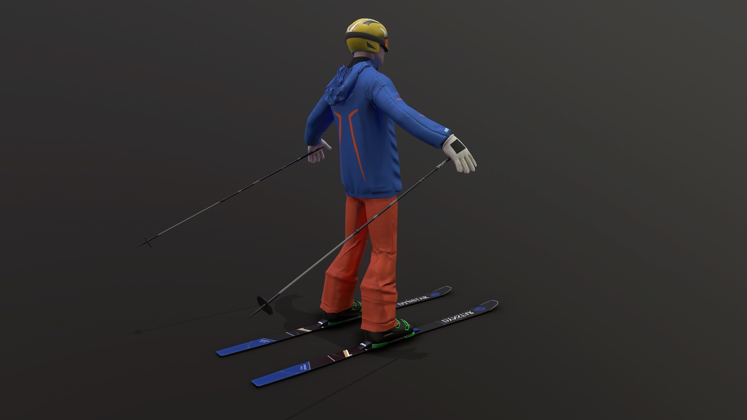 Skiers Low-poly 3D model_5
