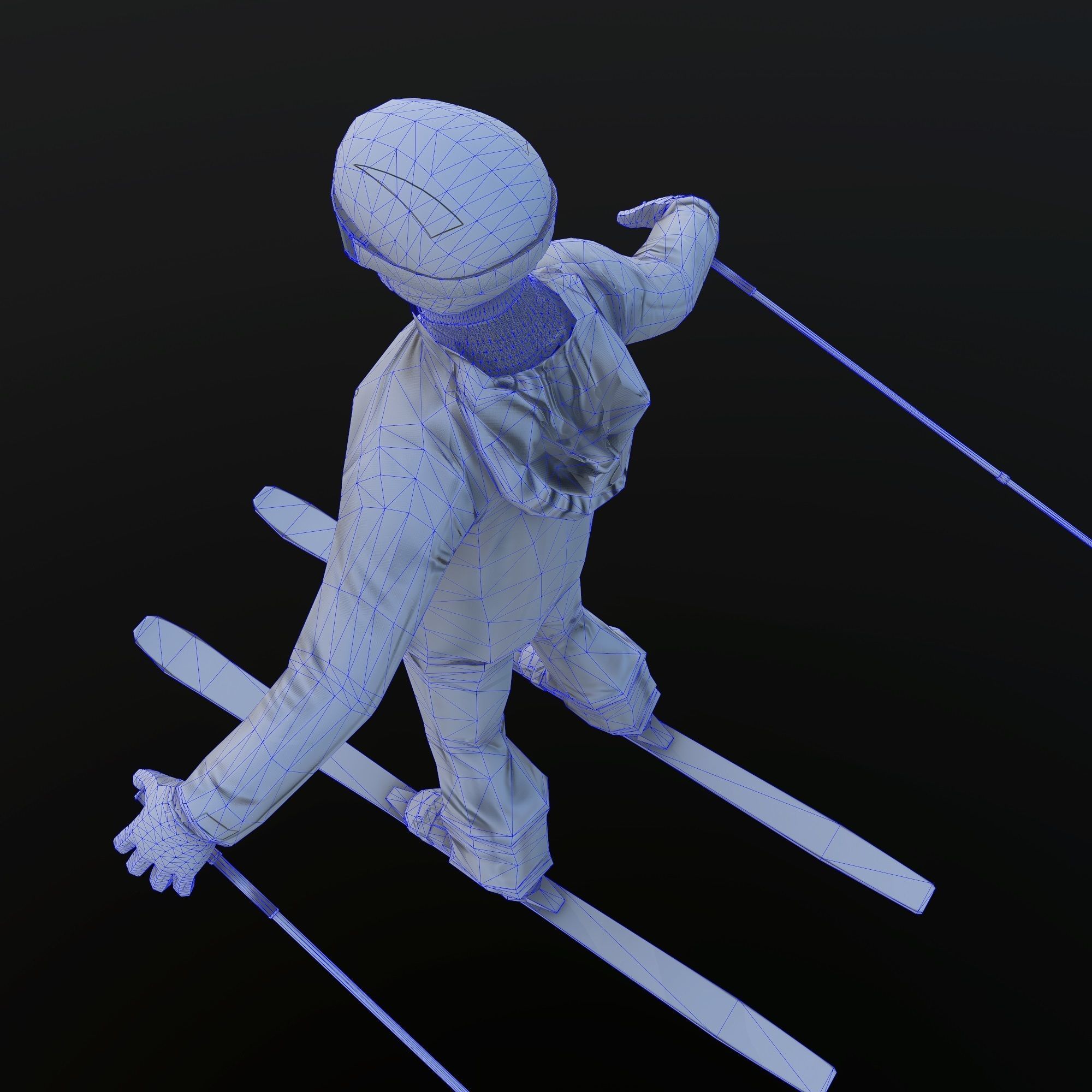Skiers Low-poly 3D model_11