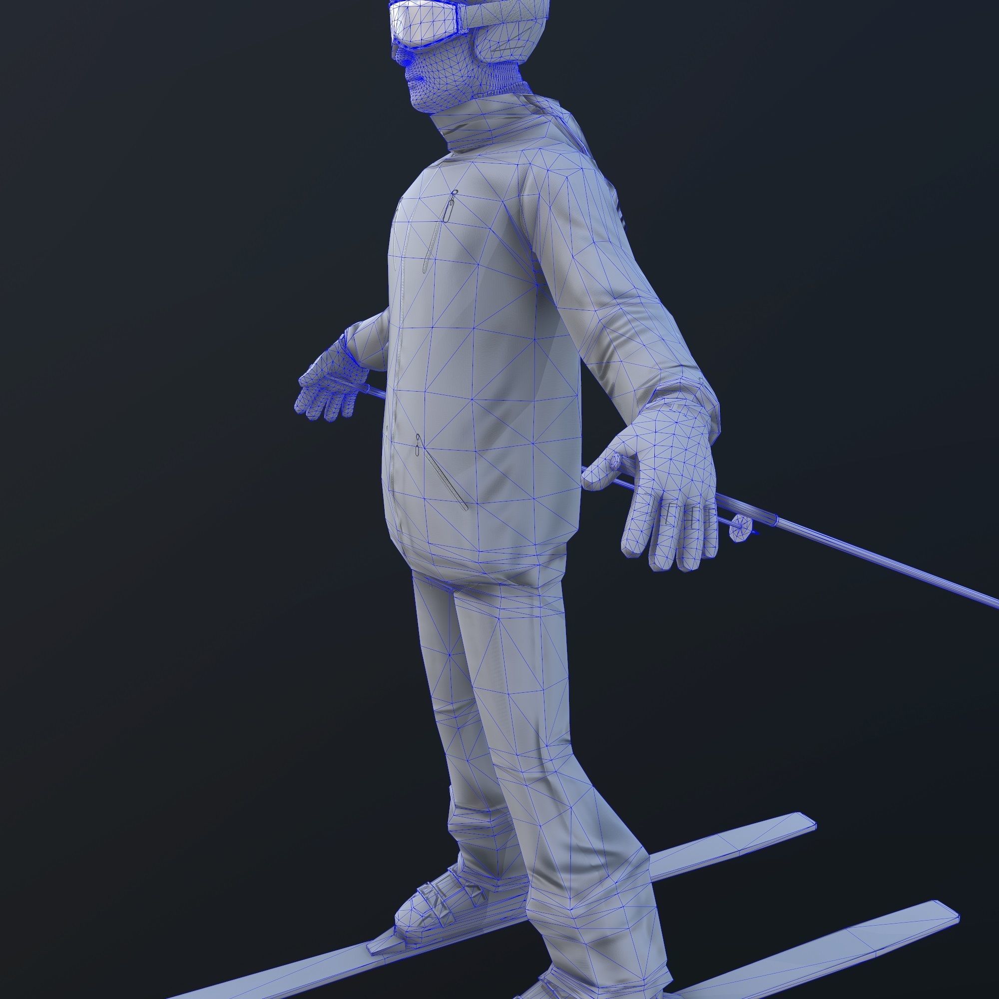 Skiers Low-poly 3D model_12