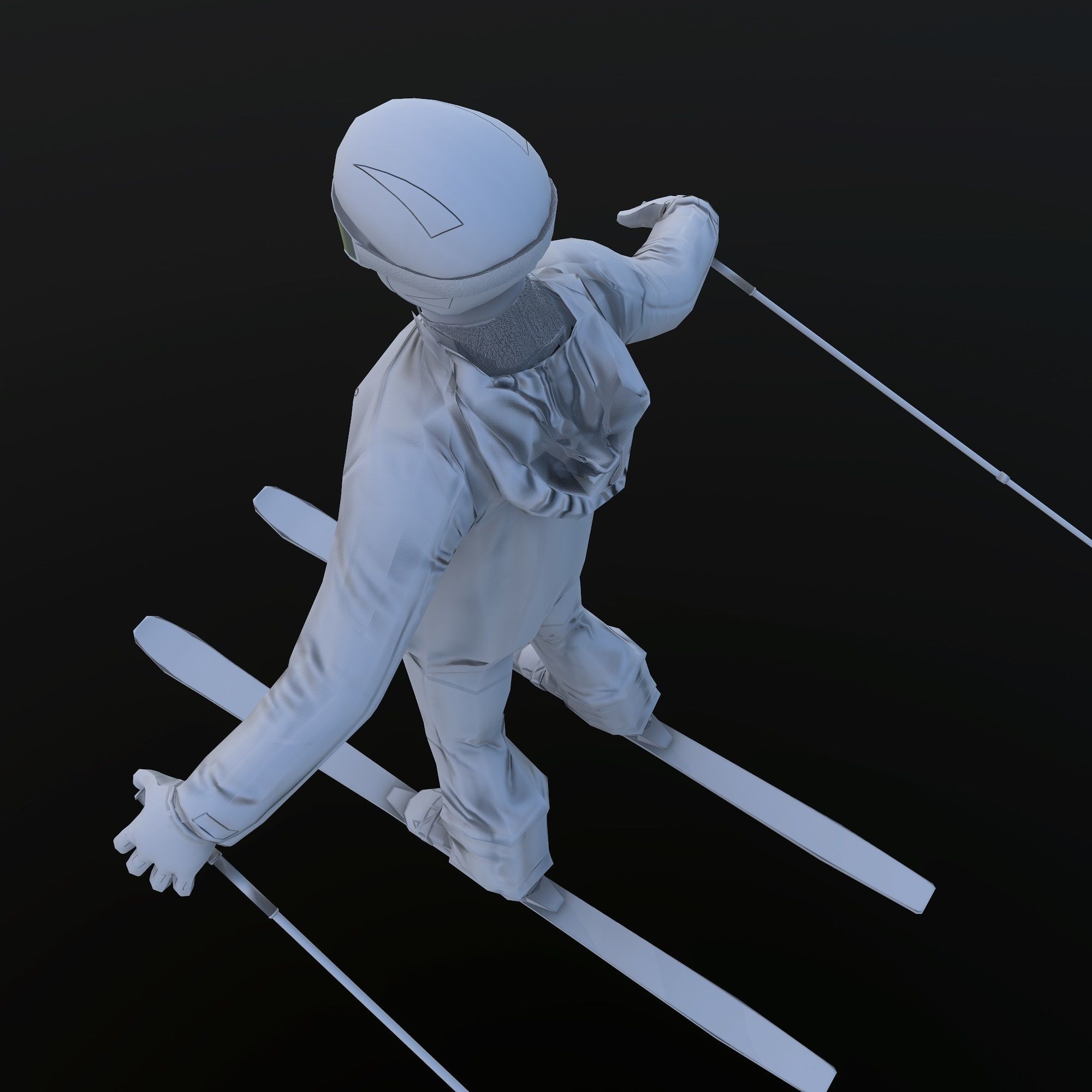 Skiers Low-poly 3D model_10