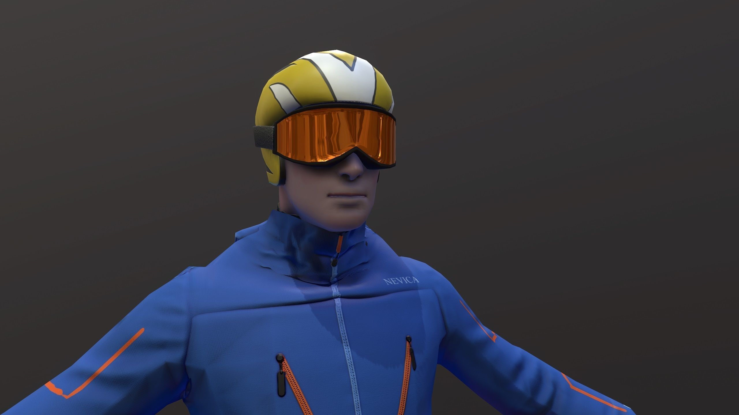 Skiers Low-poly 3D model_8