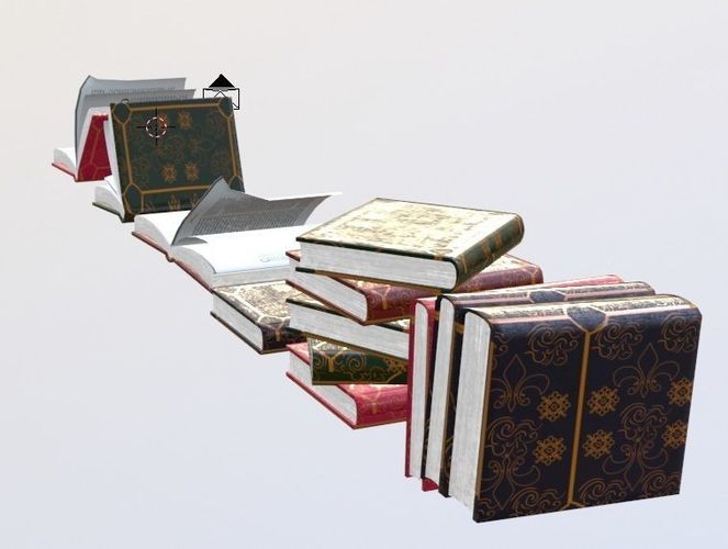 a collection of books in different styles Low-poly 3D model