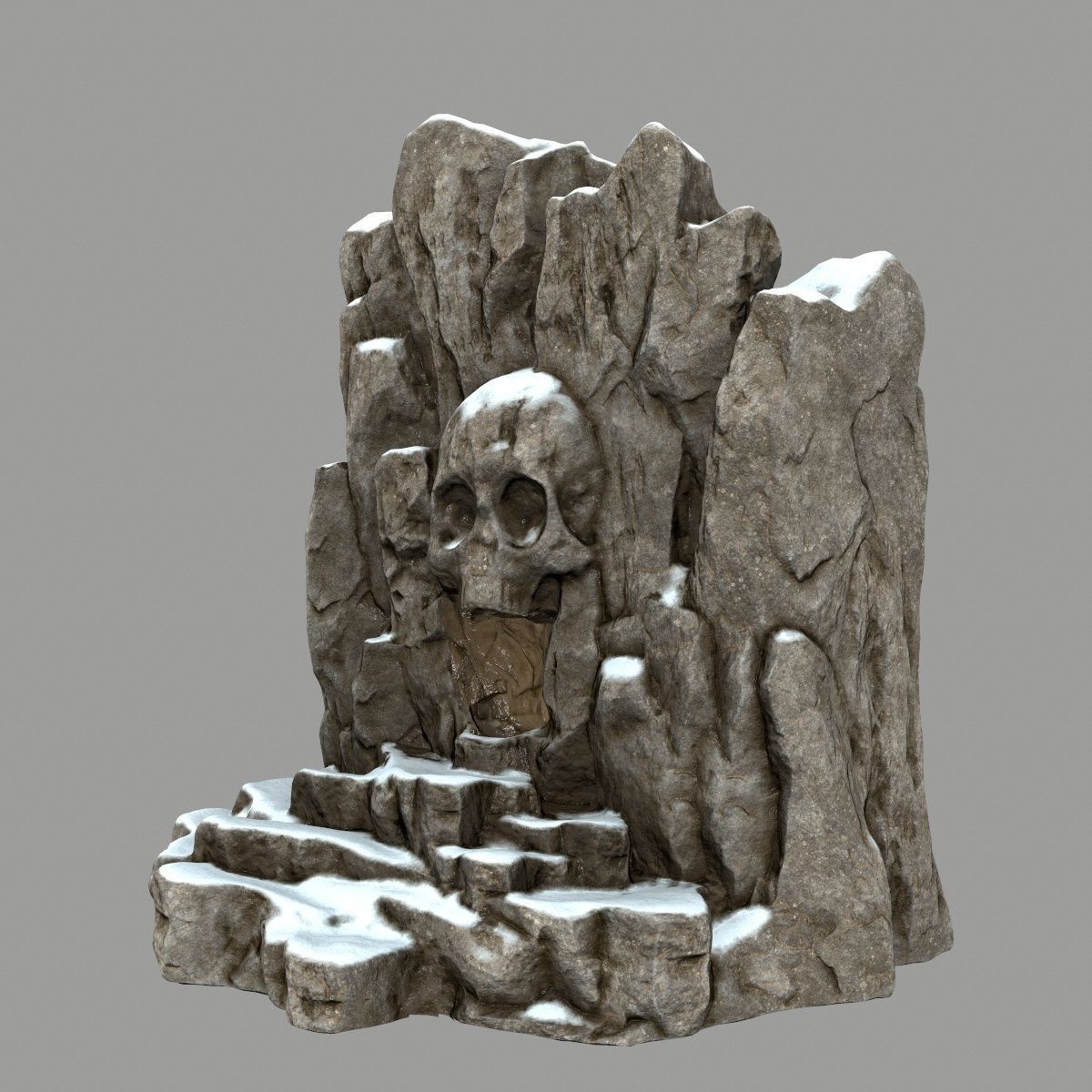 skull cave Low-poly 3D model_8