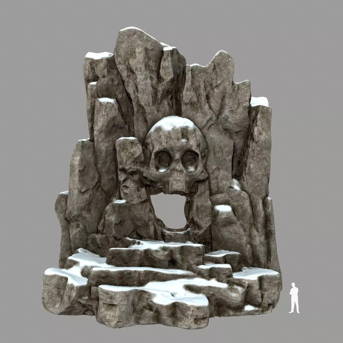skull cave Low-poly 3D model_0