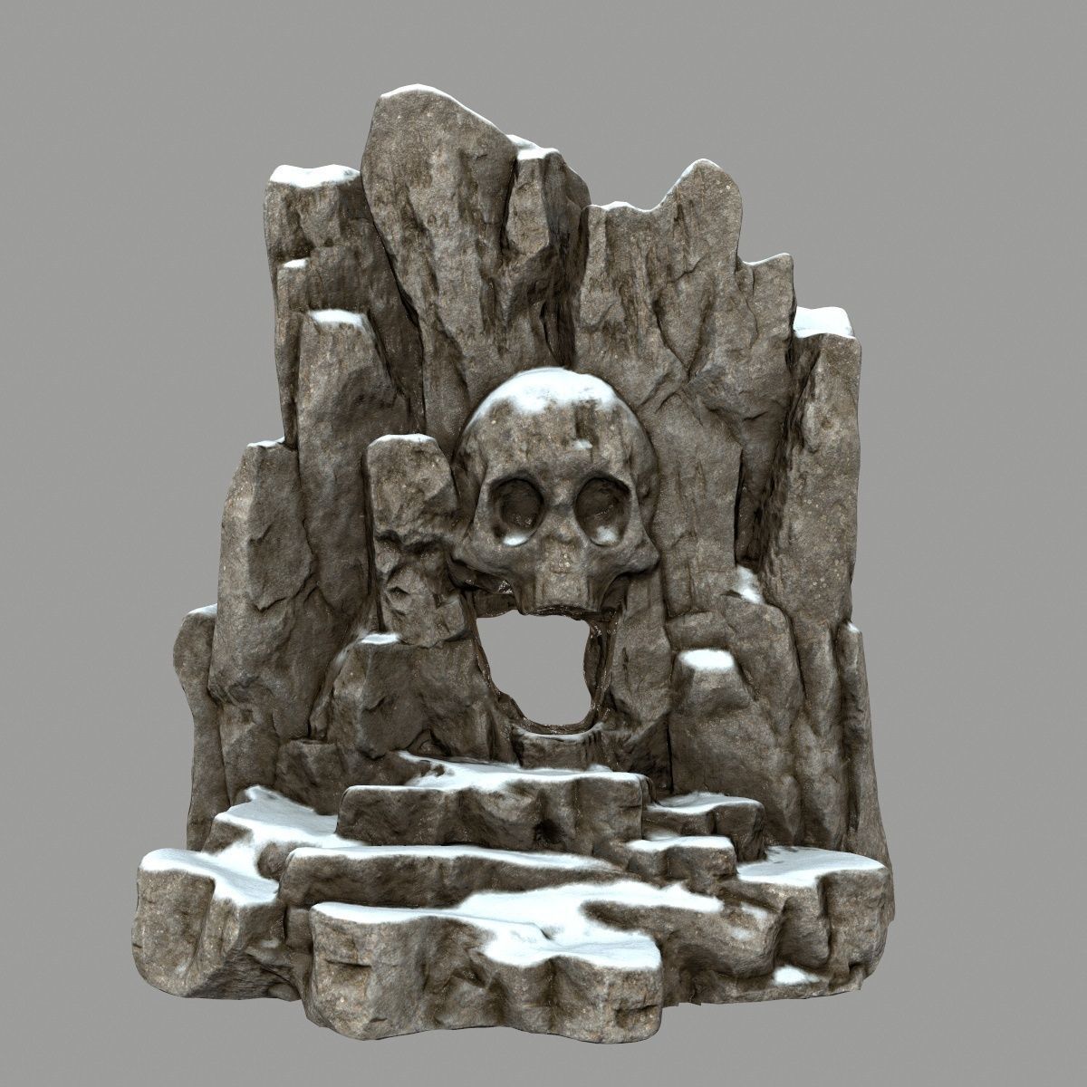 skull cave Low-poly 3D model_1