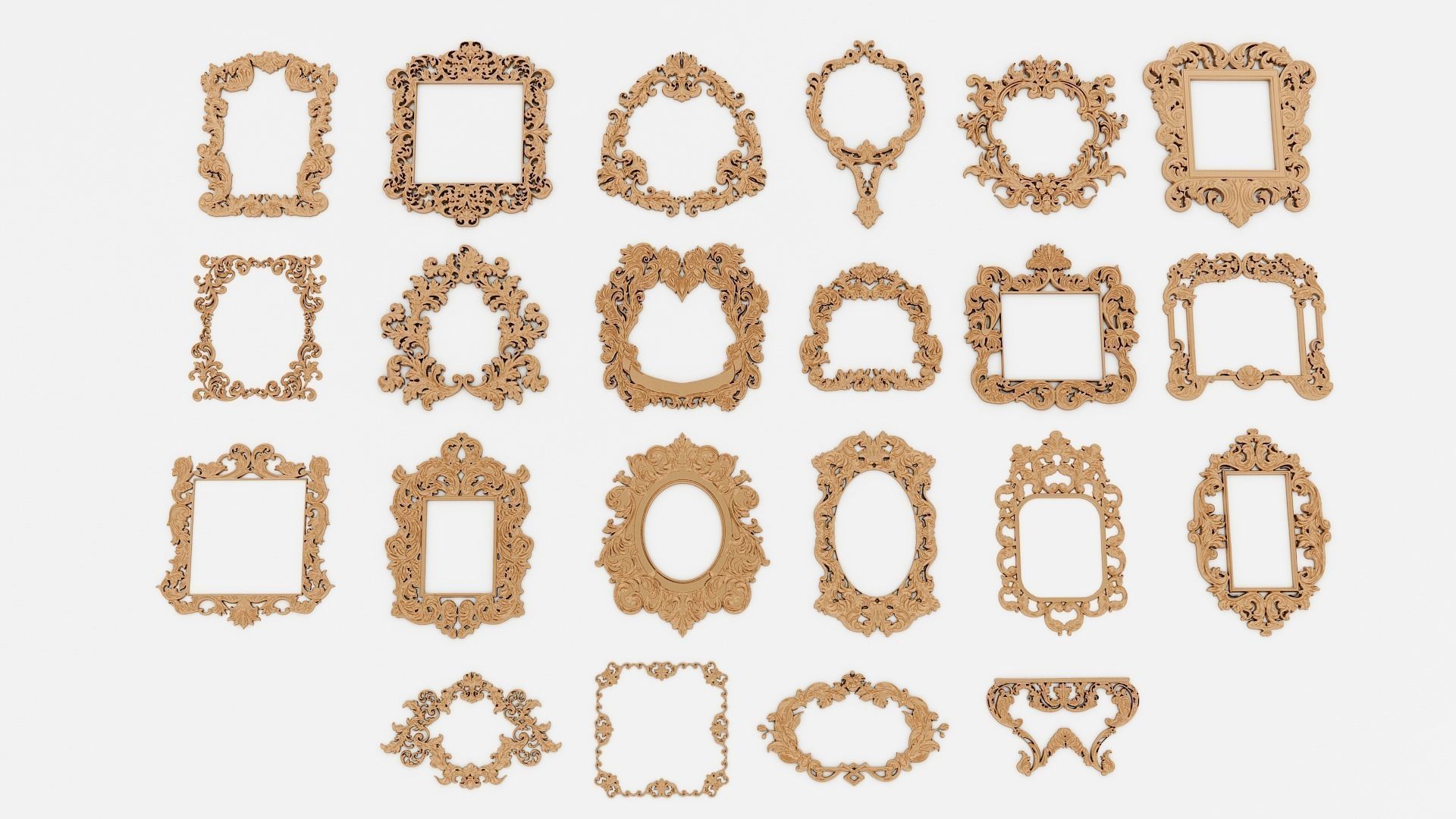 Frames for mirrors and paintings 22 pieces Set-2 3D model_23