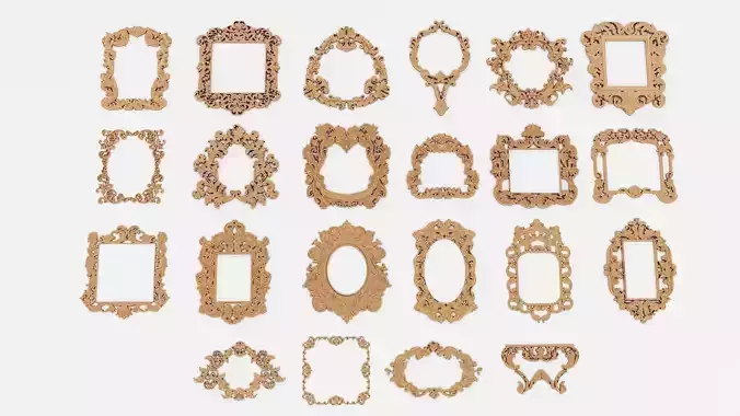 Frames for mirrors and paintings 22 pieces Set-2 3D model