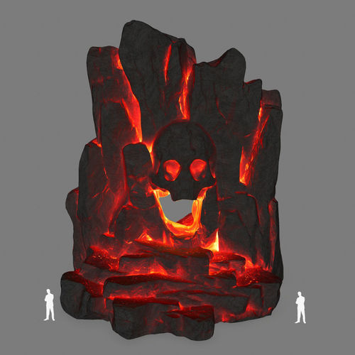 lava skull cave Low-poly 3D model