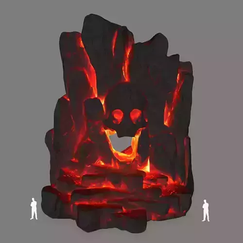 lava skull cave Low-poly 3D model