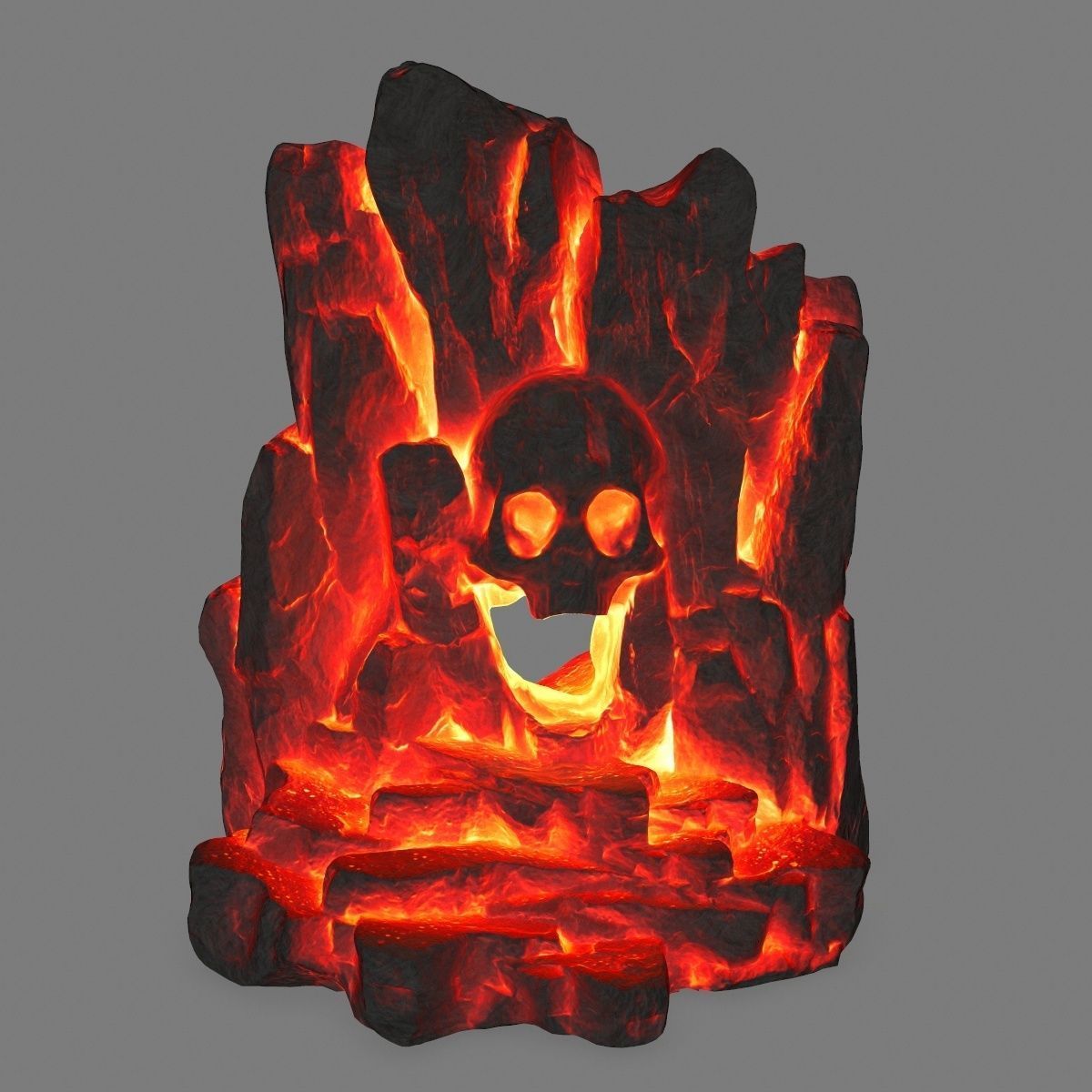 lava skull cave Low-poly 3D model_1