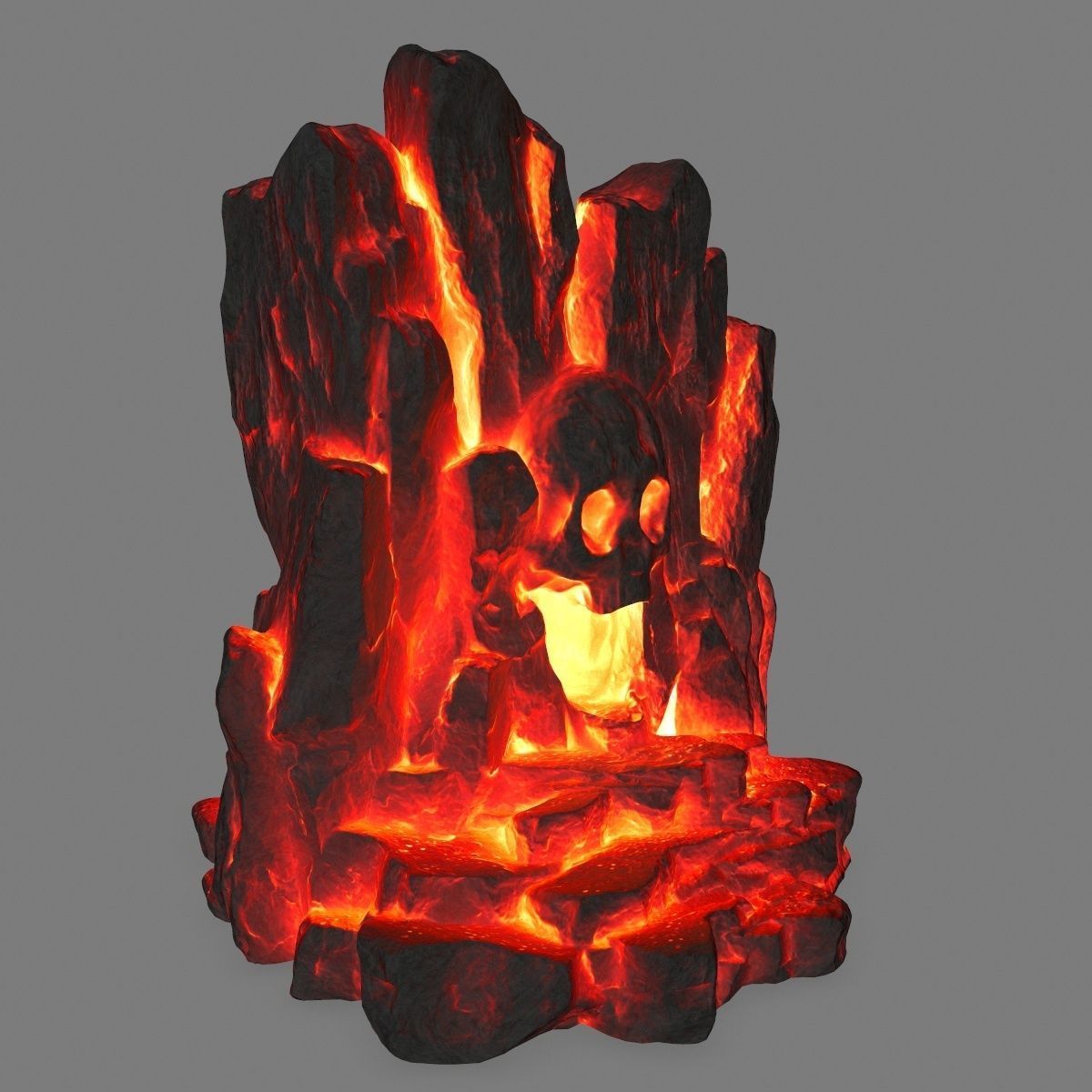 lava skull cave Low-poly 3D model_2
