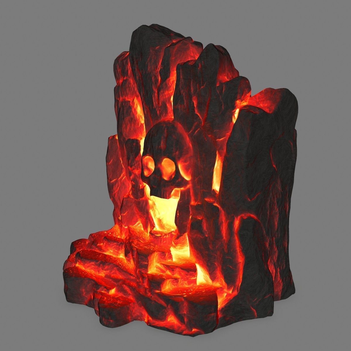 lava skull cave Low-poly 3D model_8