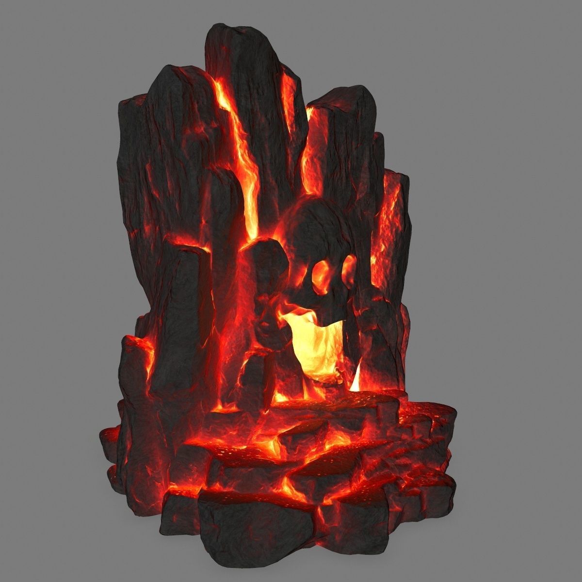 lava skull cave Low-poly 3D model_2